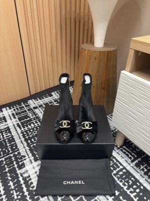 24Fw new Chanel bow double C diamond buckle short boots - 图片 7