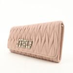 MIU MIU Matelasse Nappa Crystal Leather Hook Long Wallet 5MH109 Used - 图片 3