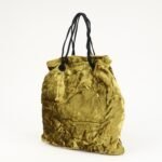 MIU MIU Satin Velour Suede Shoulder Bag Drawstring Bag Gold Black Used - 图片 3
