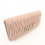 MIU MIU Matelasse Nappa Crystal Leather Hook Long Wallet 5MH109 Used - 图片 4