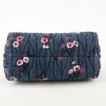 MIU MIU Matelasse Denim Leather 2Way Bag Hand Bag Flower 5BB020 Used - 图片 5