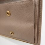 PRADA Logo Saffiano Leather Bi-Fold Small Wallet Beige 1MV204 Used - 图片 19