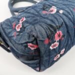MIU MIU Matelasse Denim Leather 2Way Bag Hand Bag Flower 5BB020 Used - 图片 11