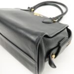 PRADA Leather 2Way Bag Shoulder Hand Bag Black Gold Used - 图片 13