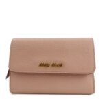 MIU MIU Leather Bi-fold Wallet Compact Wallet Pink 5ML014 Used