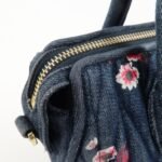 MIU MIU Matelasse Denim Leather 2Way Bag Hand Bag Flower 5BB020 Used - 图片 16