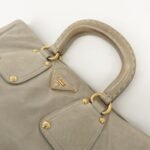 PRADA Triangle Logo Leather 2Way Bag Tote Bag Gray BN2104 Used - 图片 6