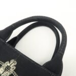 PRADA Canapa Mini Canvas 2Way Hand Bag Tote Bag Black 1BG439 Used - 图片 7