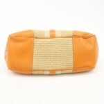 PRADA Triangle Logo Raffia Leather Shoulder Bag Beige Orange - 图片 5