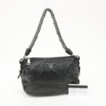 PRADA Logo Leather Chain Shoulder Bag Hand Bag Black BR4370 Used - 图片 24