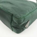 PRADA Triangle Logo Nylon Leather Tote Bag Green - 图片 12
