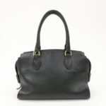 PRADA Leather 2Way Bag Shoulder Hand Bag Black Gold Used - 图片 2