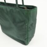 PRADA Triangle Logo Nylon Leather Tote Bag Green - 图片 15