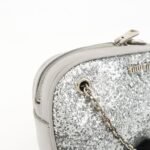 MIU MIU Leather Glitter Pouch Cosmetic Pouch Silver 5ND001 Used - 图片 13