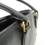 PRADA Leather 2Way Bag Shoulder Hand Bag Black Gold Used - 图片 9