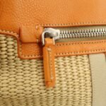PRADA Triangle Logo Raffia Leather Shoulder Bag Beige Orange - 图片 18