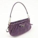 PRADA Ribbon Leather Shoulder Bag Hand Bag Purple Used - 图片 4