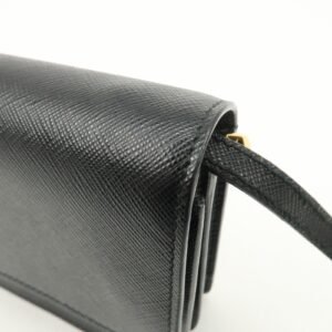 PRADA Saffiano Leather Shoulder Wallet Shoulder Bag Black BT1019 - 图片 15