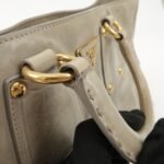 PRADA Triangle Logo Leather 2Way Bag Tote Bag Gray BN2104 Used - 图片 8