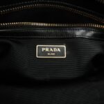 PRADA Leather 2Way Bag Shoulder Hand Bag Black Gold Used - 图片 24