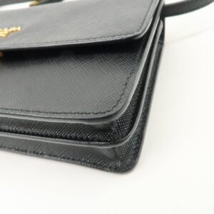 PRADA Saffiano Leather Shoulder Wallet Shoulder Bag Black BT1019 - 图片 11