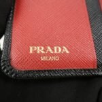 PRADA Saffiano Leather Bi-Fold Wallet Black Red Gold 1ML018 Used - 图片 23