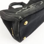 PRADA Logo Canapa Mini Canvas Tote Bag Hand Bag Black BN2439 Used - 图片 11