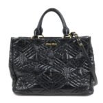 MIU MIU Leather 2Way Shoulder Bag Hand Bag Tote Bag Black