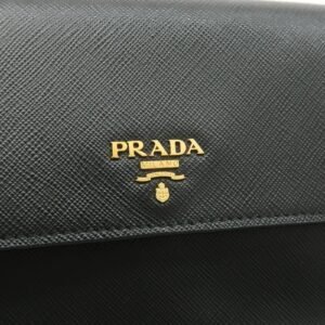 PRADA Saffiano Leather Shoulder Wallet Shoulder Bag Black BT1019 - 图片 18
