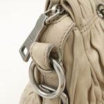 PRADA Logo Leather Gathered 2Way Hand Bag Beige BN1336 - 图片 18