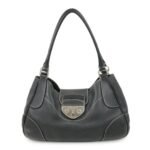 PRADA Logo Leather Shoulder Bag Hand Bag Black BR3593 Used