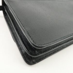 PRADA Saffiano Leather Shoulder Wallet Shoulder Bag Black BT1019 - 图片 12