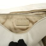 PRADA Triangle Logo Leather Nylon Shoulder Bag White Beige - 图片 24