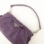 PRADA Ribbon Leather Shoulder Bag Hand Bag Purple Used - 图片 6