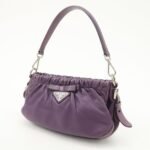 PRADA Ribbon Leather Shoulder Bag Hand Bag Purple Used - 图片 3