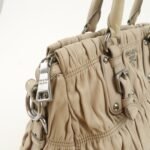 PRADA Logo Leather Gathered 2Way Hand Bag Beige BN1336 - 图片 17