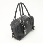 PRADA Logo Leather Hand Bag Mini Boston Bag Black BL0471 Used - 图片 4