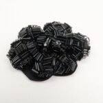 PRADA Beads Organdy Brooch Flower Silver HDW Black P7428R - 图片 3