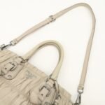 PRADA Logo Leather Gathered 2Way Hand Bag Beige BN1336 - 图片 6