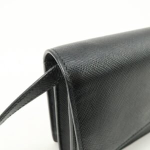 PRADA Saffiano Leather Shoulder Wallet Shoulder Bag Black BT1019 - 图片 14