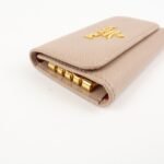 PRADA Logo Leather 4 Rings Key Case Key Holder Beige 1PG004 Used - 图片 6