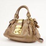 MIU MIU Leather Side Ribbon 2Way Bag Hand Bag Beige Gold - 图片 3