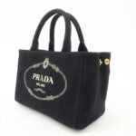 PRADA Canapa Mini Canvas 2Way Hand Bag Tote Bag Black 1BG439 Used - 图片 3