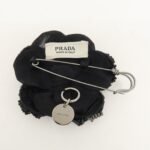 PRADA Beads Organdy Brooch Flower Silver HDW Black P7428R - 图片 2