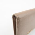 PRADA Logo Saffiano Leather Bi-Fold Small Wallet Beige 1MV204 Used - 图片 11
