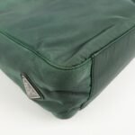 PRADA Triangle Logo Nylon Leather Tote Bag Green - 图片 9