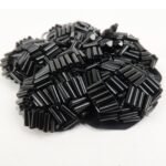 PRADA Beads Organdy Brooch Flower Silver HDW Black P7428R - 图片 5