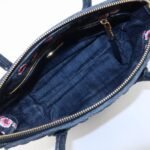 MIU MIU Matelasse Denim Leather 2Way Bag Hand Bag Flower 5BB020 Used - 图片 20
