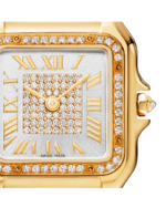 PANTHÈRE DE CARTIER WATCH MEDIUM MODEL, QUARTZ, YELLOW GOLD, DIAMONDS - 图片 2