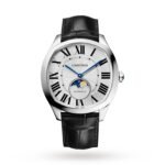 Cartier Drive De Cartier Moon Phases Watch Large Model, Automatic Movement, Steel, Leather-P17310907
